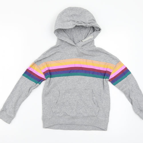 NEXT Boys Grey Striped Jersey Pullover Hoodie