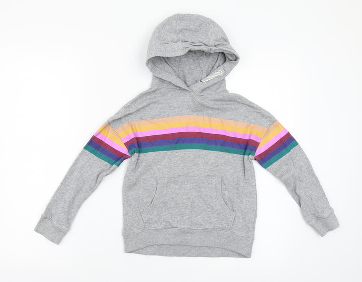 NEXT Boys Grey Striped Jersey Pullover Hoodie