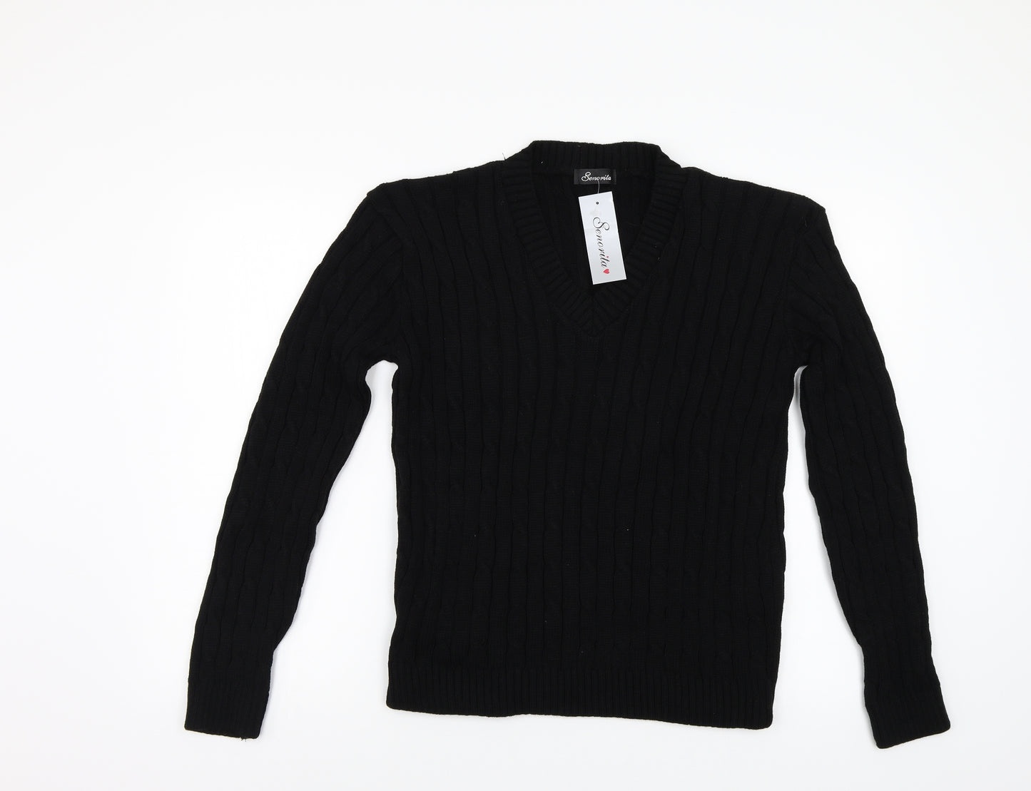 Senorita Womens Black  Knit Pullover Jumper Size 12