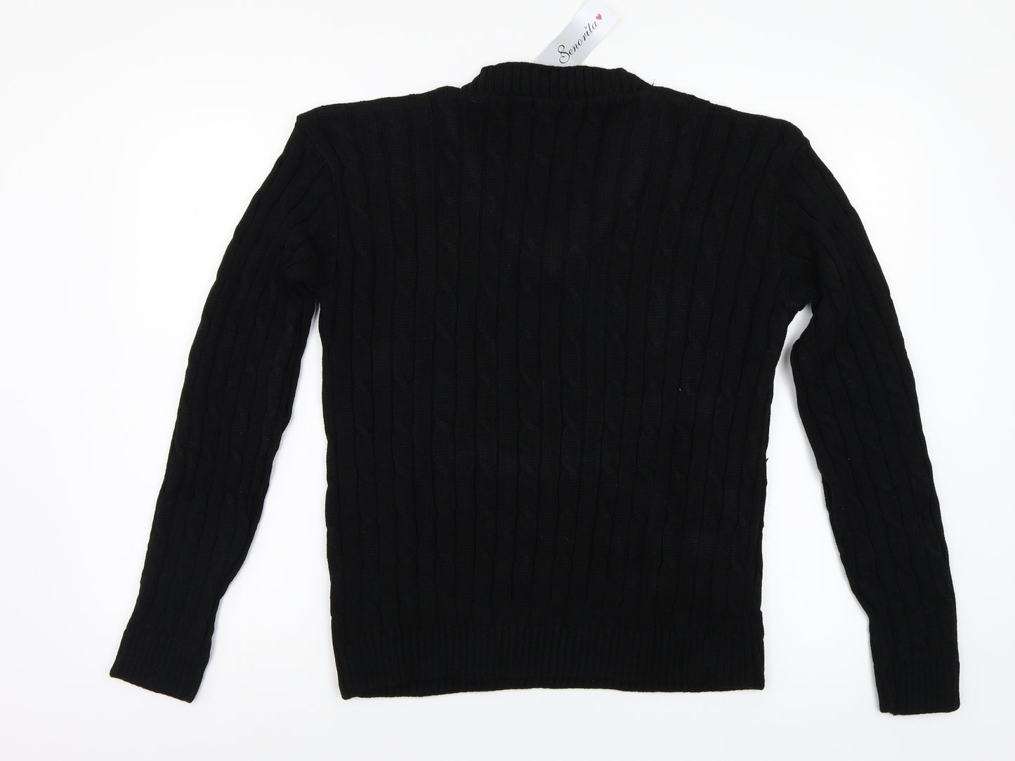 Senorita Womens Black  Knit Pullover Jumper Size 12