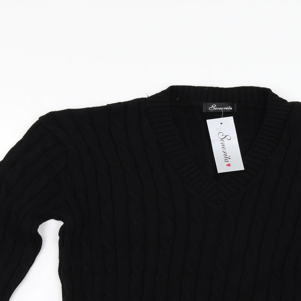 Senorita Womens Black  Knit Pullover Jumper Size 12