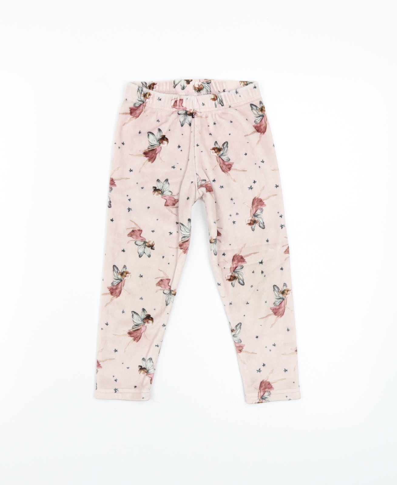 NEXT Girls Pink Floral Fleece Sweatpants Trousers Size 3-4 Years - Fairy