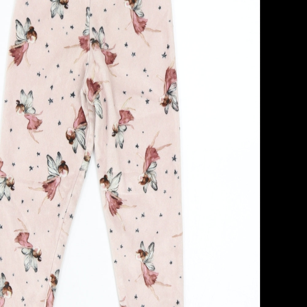 NEXT Girls Pink Floral Fleece Sweatpants Trousers Size 3-4 Years - Fairy