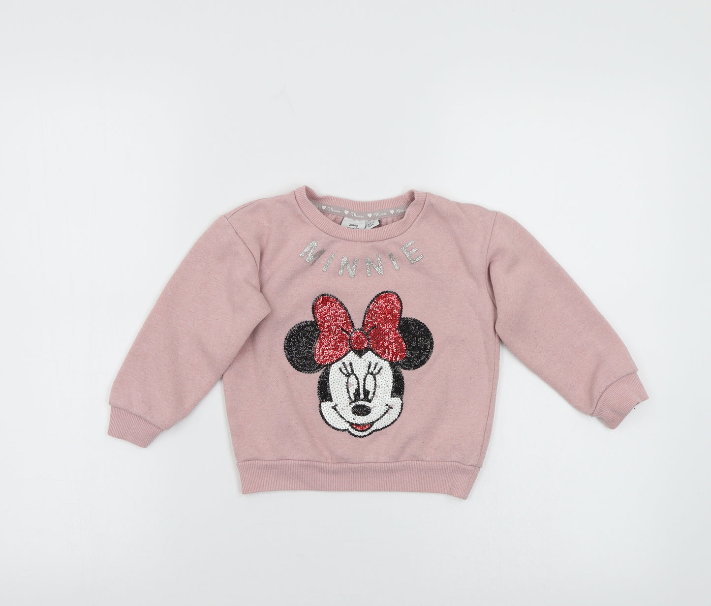 Disney Girls Pink Patchwork  Pullover Sweatshirt   - Minnie mouse