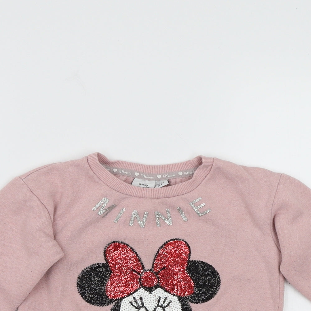 Disney Girls Pink Patchwork  Pullover Sweatshirt   - Minnie mouse
