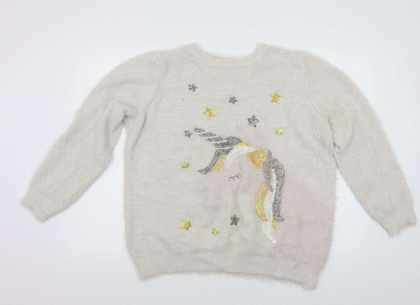 F&F Womens White  Knit Pullover Jumper Size 20  - Unicorn