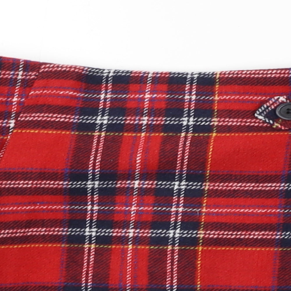 George Girls Red Plaid  Pleated Skirt Size 8-9 Years