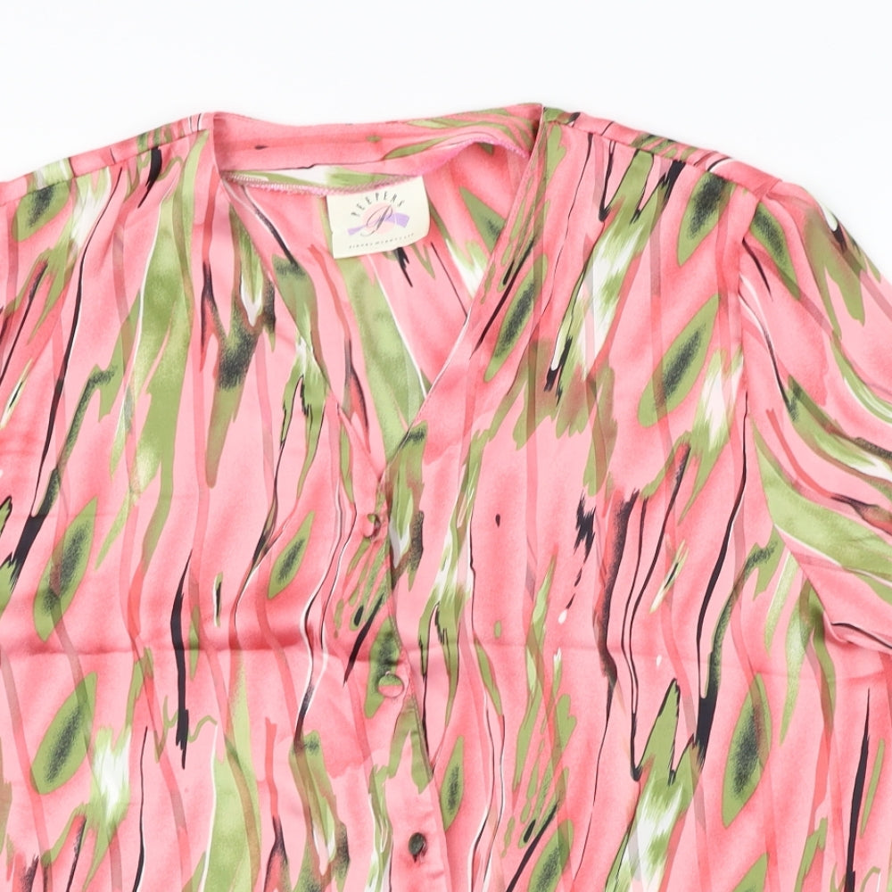 Peepers Womens Pink Floral  Basic Button-Up One Size