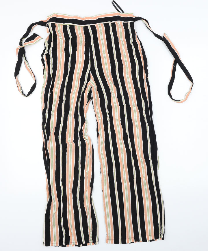 Dorothy Perkins Womens Orange Striped Chino Trousers Size 10 L24 in