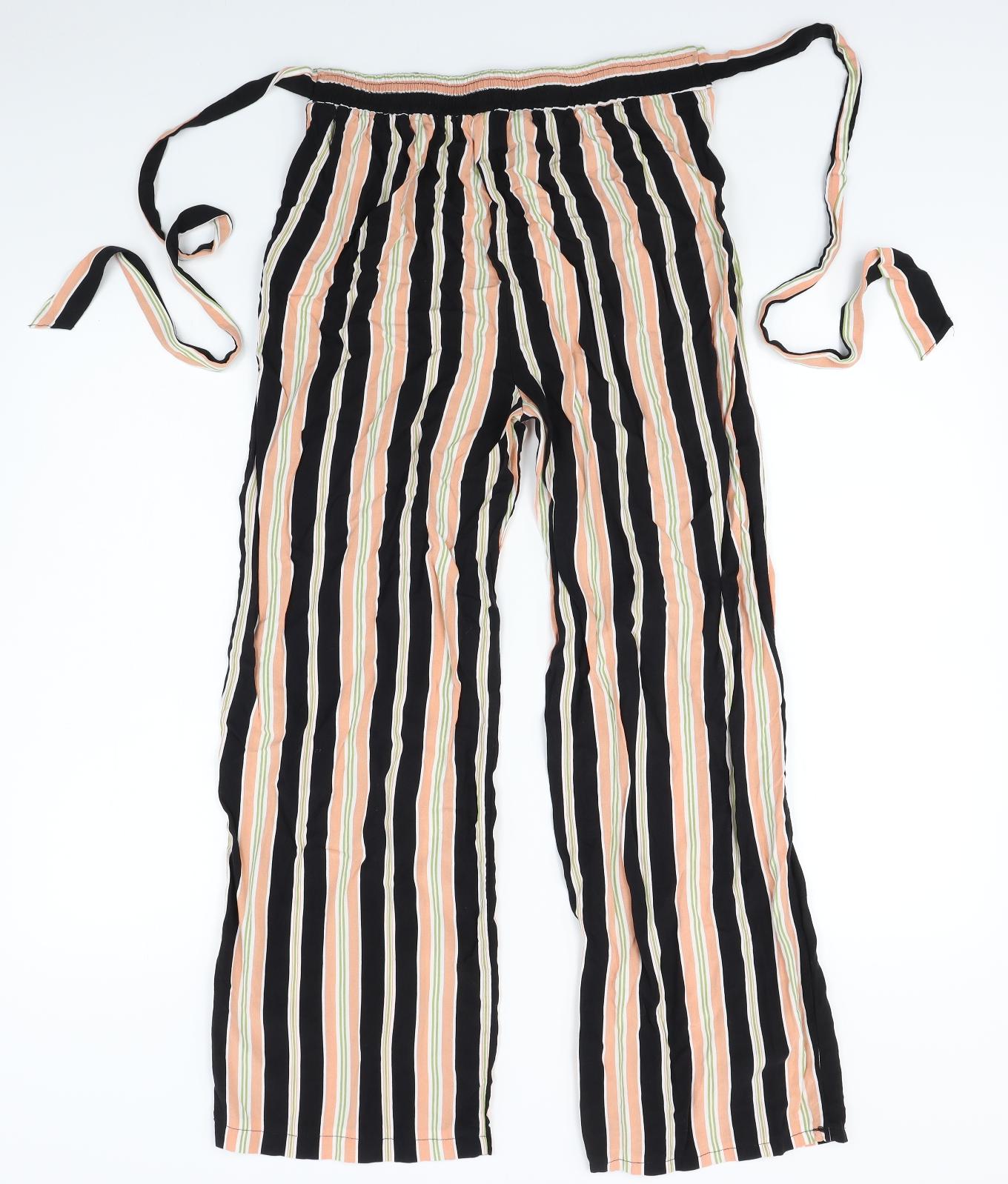 Dorothy Perkins Womens Orange Striped  Chino Trousers Size 10 L24 in