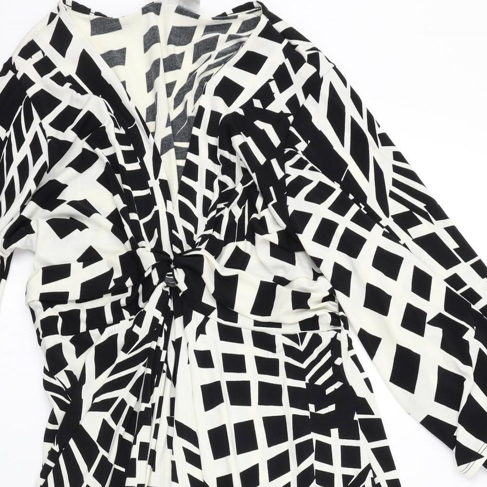 Wallis Womens White Geometric  Kaftan  Size 14
