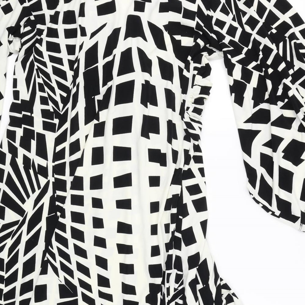 Wallis Womens White Geometric  Kaftan  Size 14