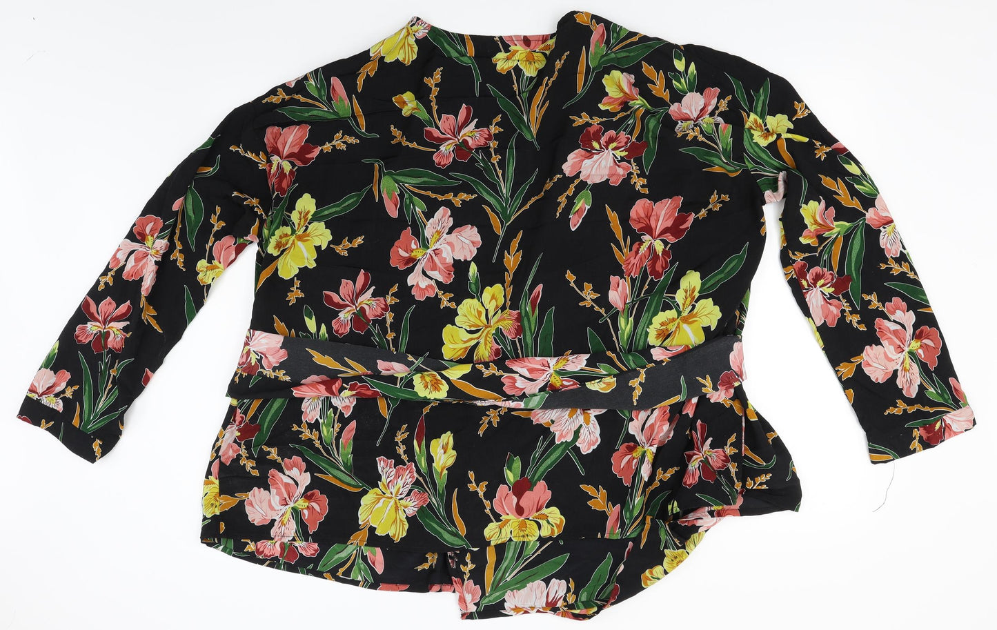 pretty little thing Womens Black Floral  Wrap Blouse Size 16