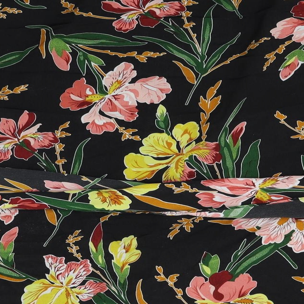 pretty little thing Womens Black Floral  Wrap Blouse Size 16