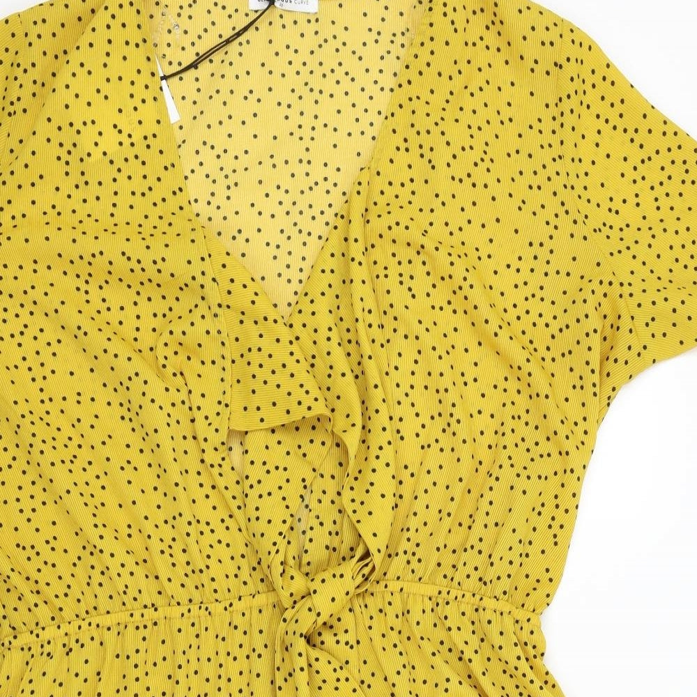 Glamarous Womens Yellow Polka Dot  Kaftan  Size 22