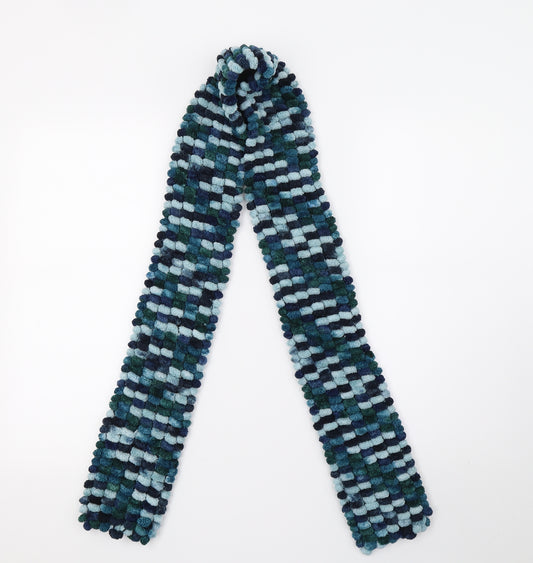 Front view of Preworn unisex blue scarf - handmade