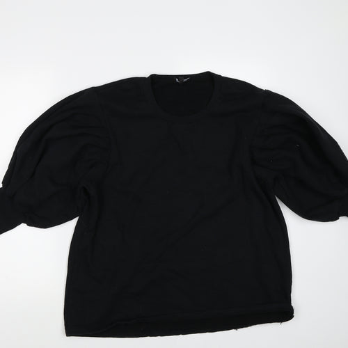 Boohoo Womens Black   Pullover Sweatshirt Size 12  - puff sleeves