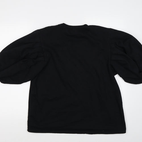 Boohoo Womens Black   Pullover Sweatshirt Size 12  - puff sleeves