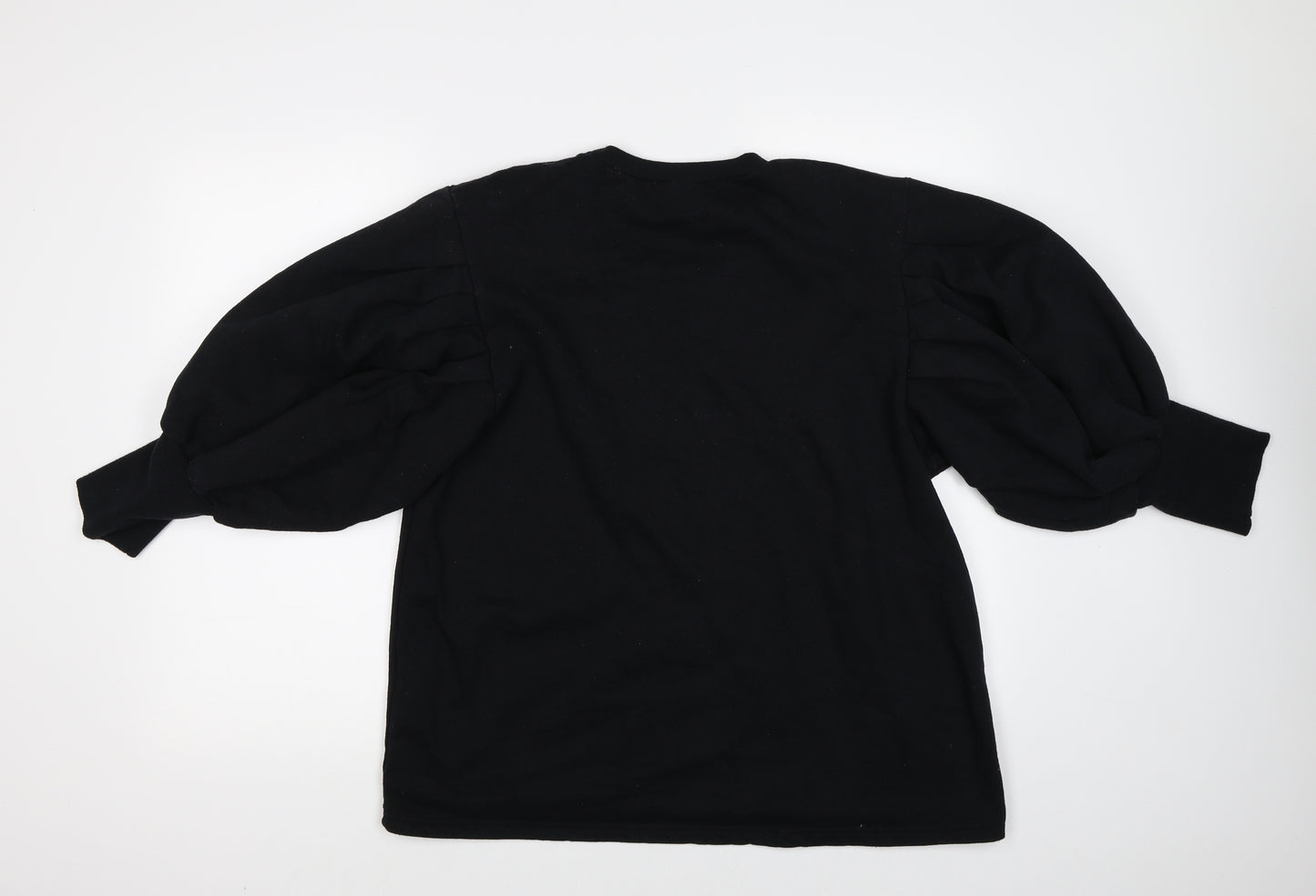 Boohoo Womens Black   Pullover Sweatshirt Size 12  - puff sleeves