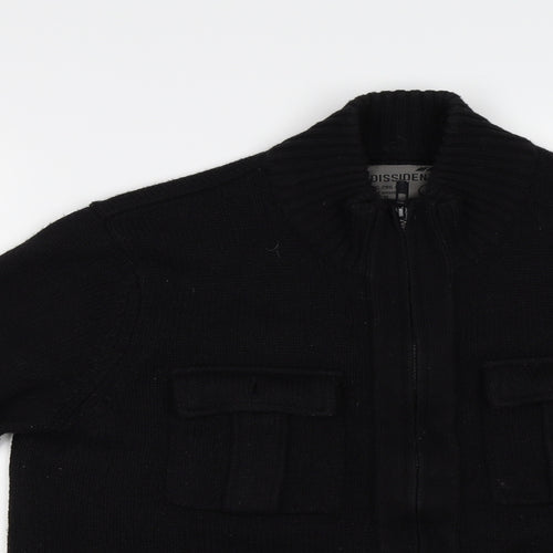Dissident Mens Black   Cardigan Jumper Size M