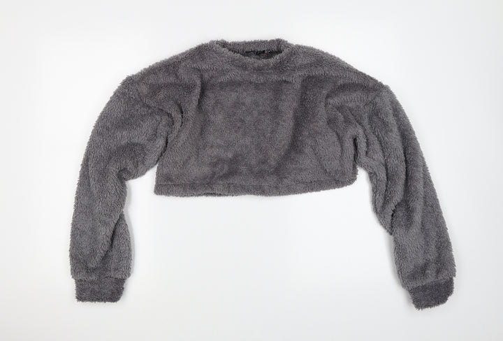 I SAW IT FIRST Womens Grey Pullover Jumper Size 8 - CROPPED