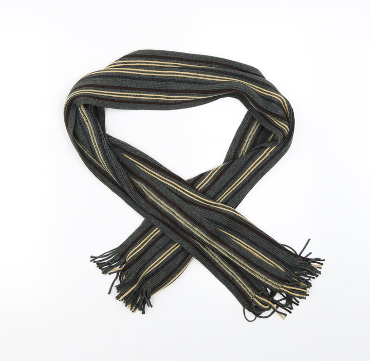 Preworn Unisex Green Striped Scarf One Size