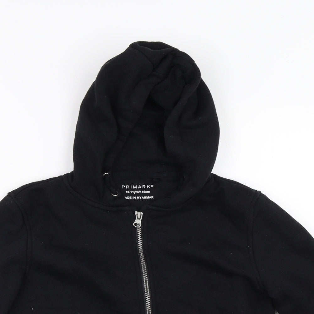Primark Boys Black   Full Zip Hoodie Size 10-11 Years