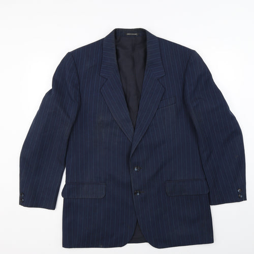 Lincroft Mens Blue Striped  Jacket Suit Jacket Size 40