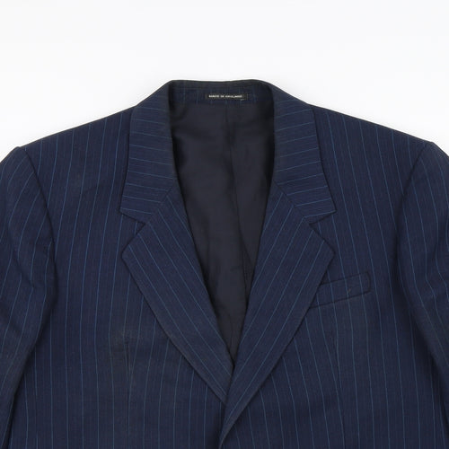 Lincroft Mens Blue Striped  Jacket Suit Jacket Size 40