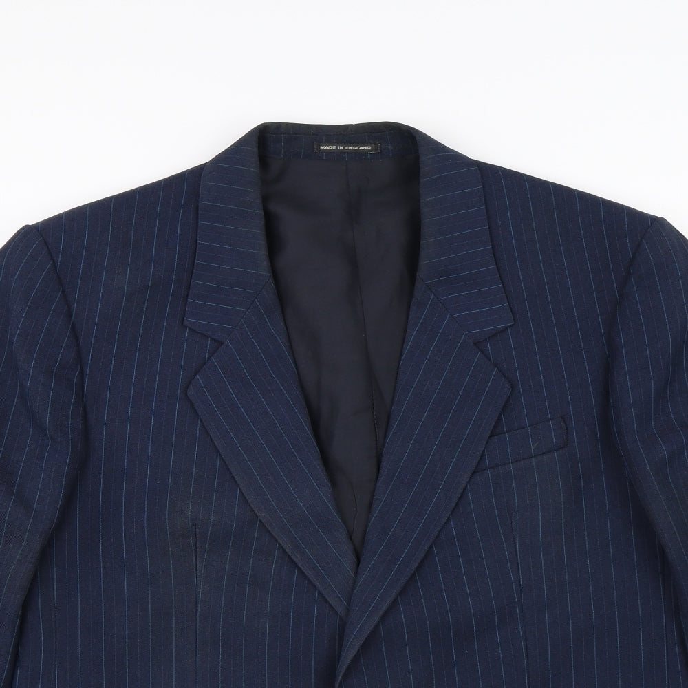 Lincroft Mens Blue Striped  Jacket Suit Jacket Size 40