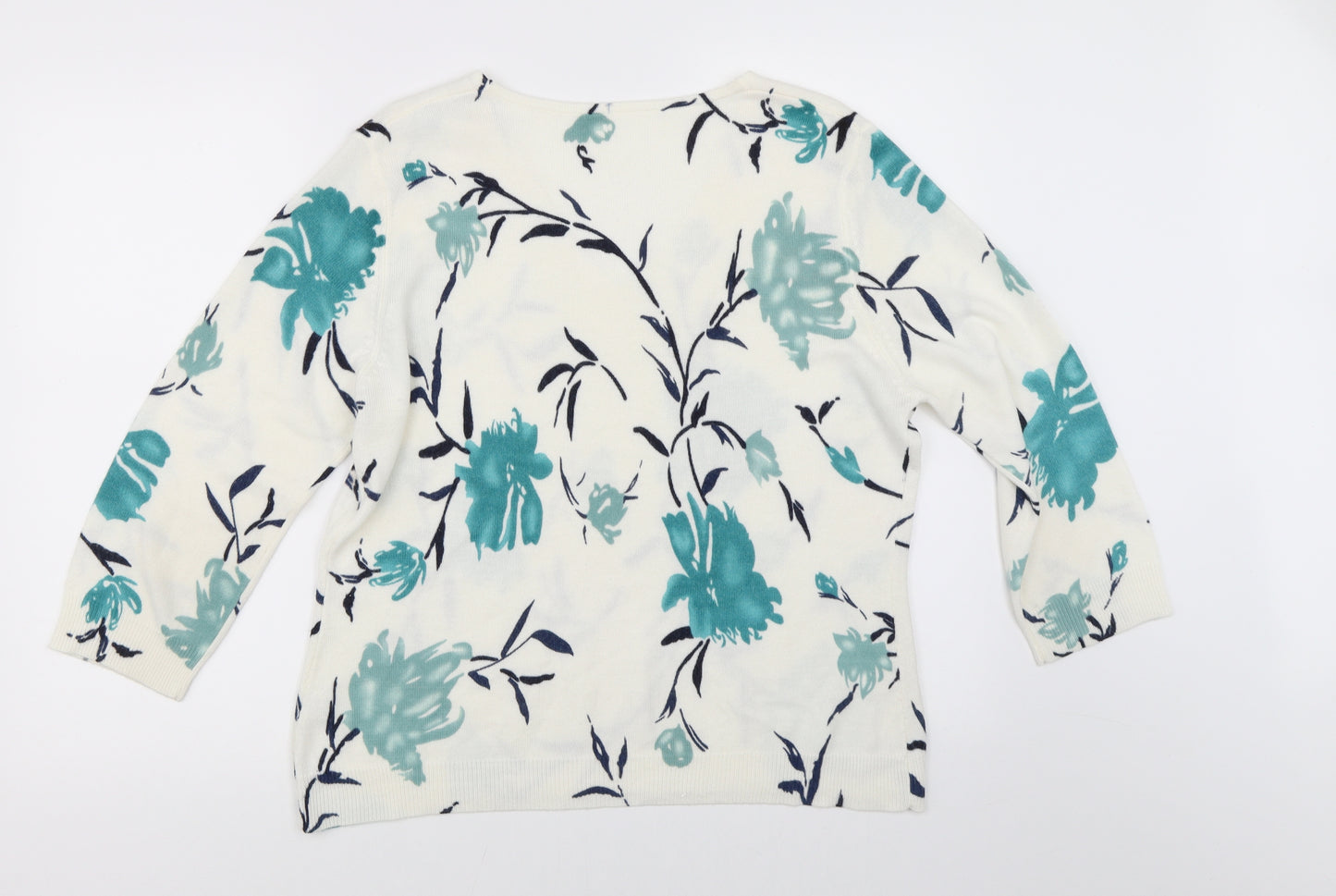 McKay Womens White Floral  Pullover Jumper Size XL