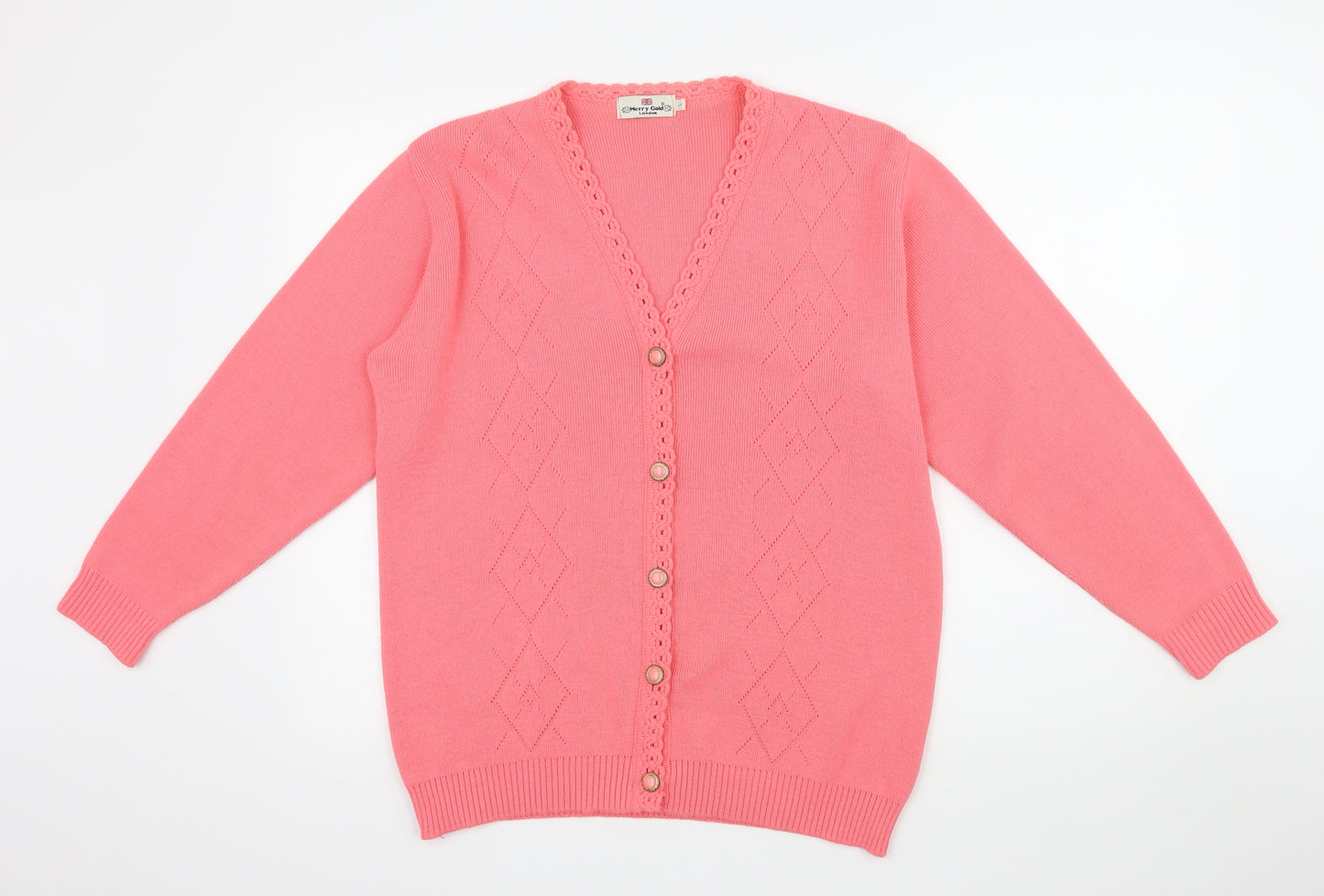 Merry Gold Womens Pink  Knit Cardigan Jumper Size L
