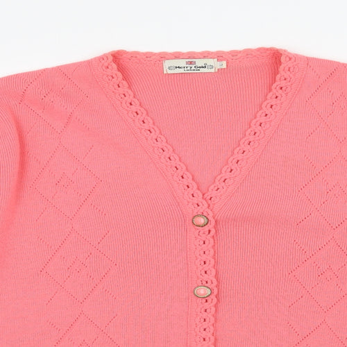 Merry Gold Womens Pink  Knit Cardigan Jumper Size L