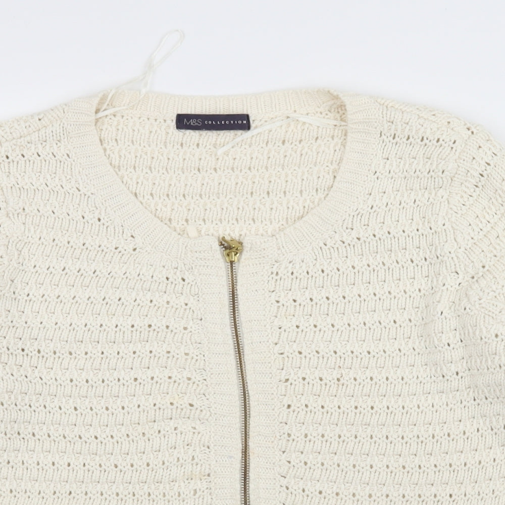 M&S Womens Ivory  Knit Cardigan Jumper Size 16