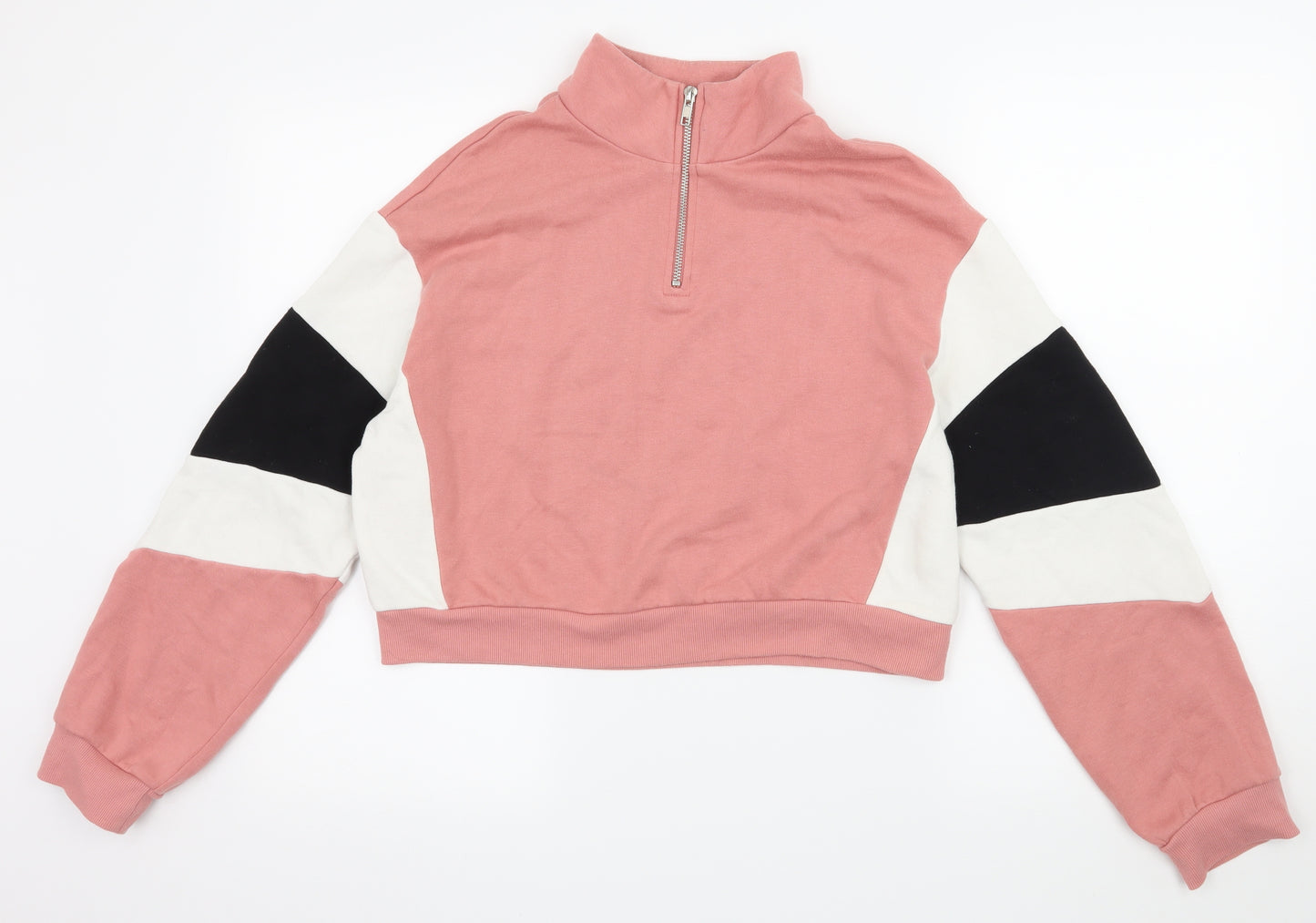 H&M Womens Pink Striped Jersey Pullover Sweatshirt Size S
