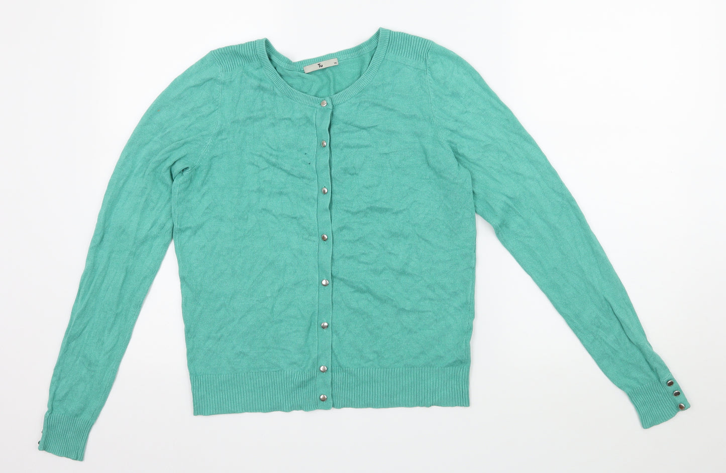 TU Womens Green  Knit Cardigan Jumper Size 10