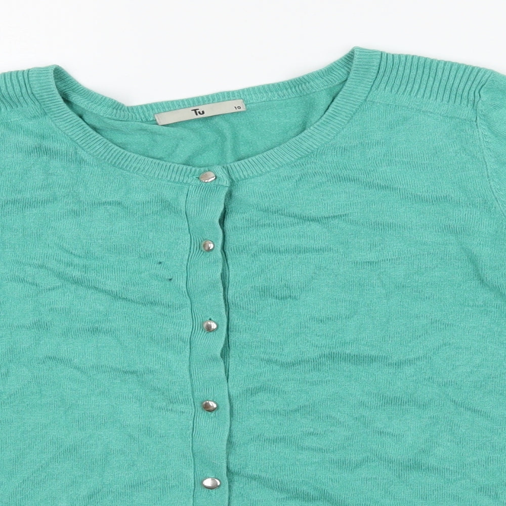 TU Womens Green  Knit Cardigan Jumper Size 10