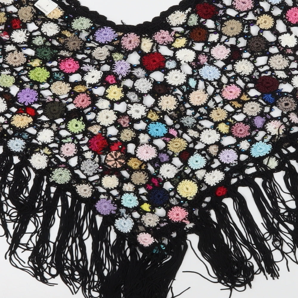 Preworn Womens Multicoloured Floral  Basic Blouse One Size  - Poncho