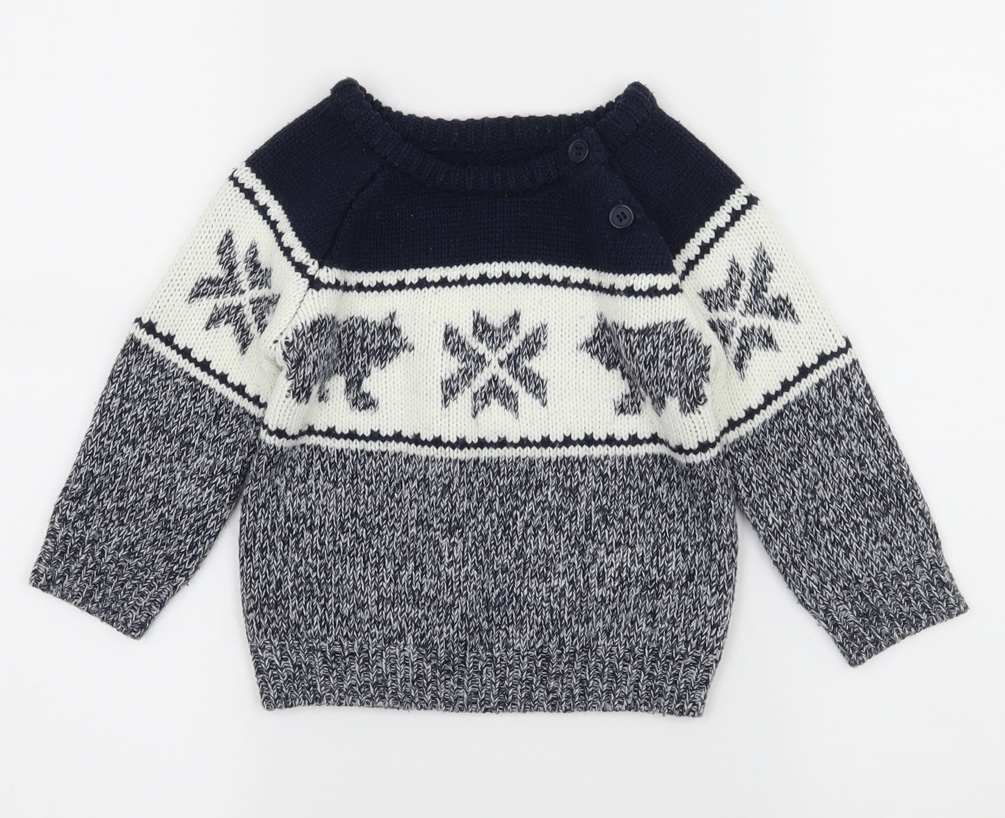 George Boys Blue Geometric  Pullover Jumper Size 12-18 Months  - Christmas