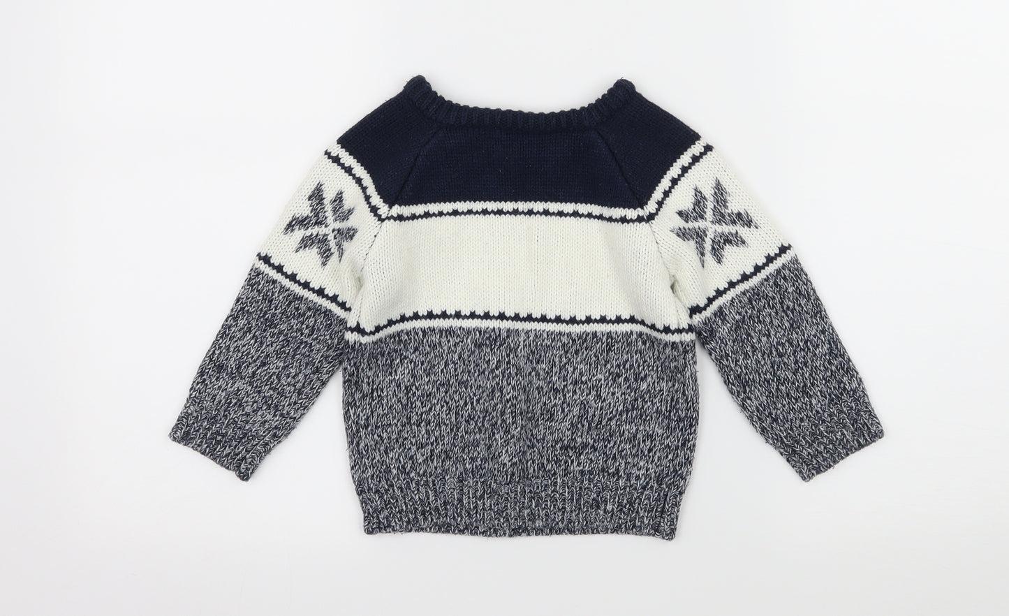 George Boys Blue Geometric  Pullover Jumper Size 12-18 Months  - Christmas