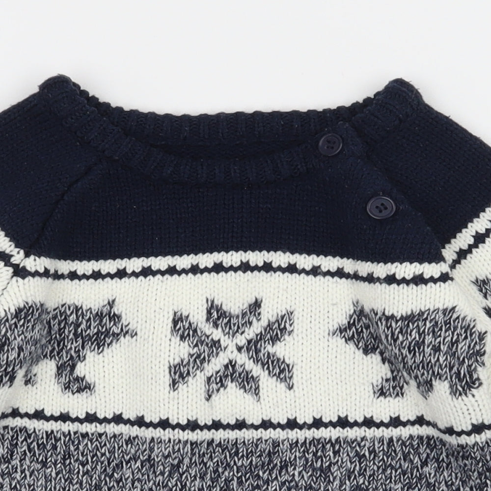 George Boys Blue Geometric  Pullover Jumper Size 12-18 Months  - Christmas