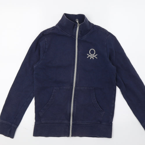 United Colors of Benetton Boys Blue  Jersey Full Zip Sweatshirt Size 10-11 Years