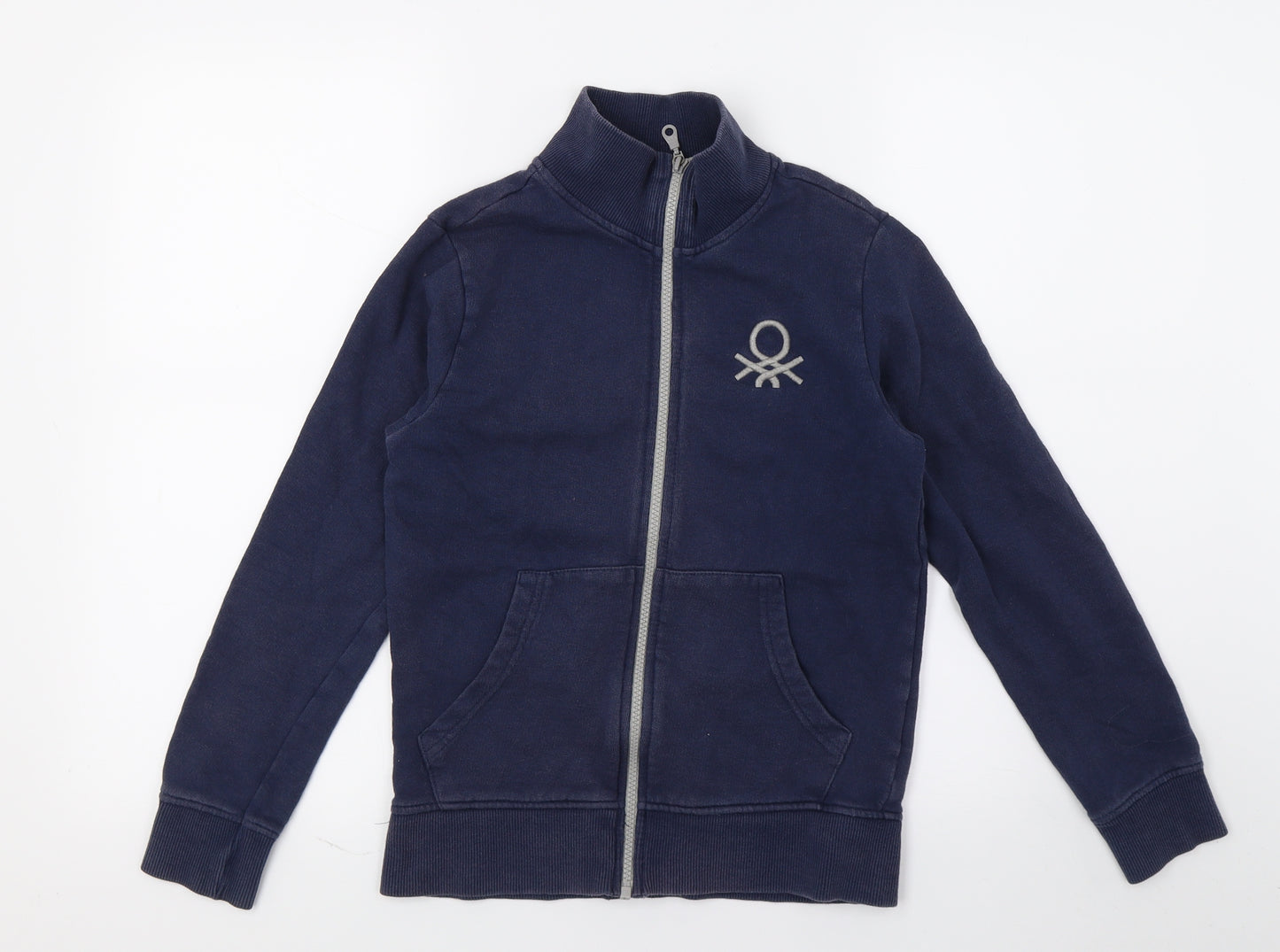 United Colors of Benetton Boys Blue  Jersey Full Zip Sweatshirt Size 10-11 Years
