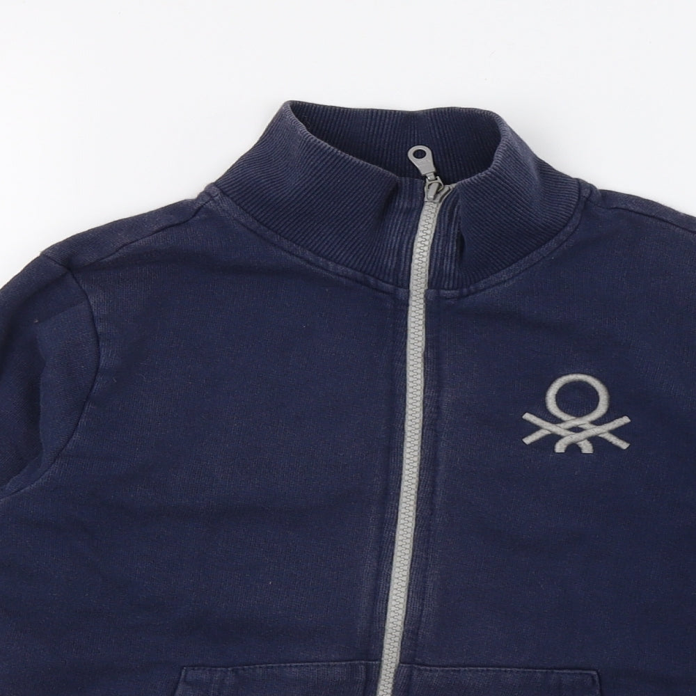 United Colors of Benetton Boys Blue  Jersey Full Zip Sweatshirt Size 10-11 Years