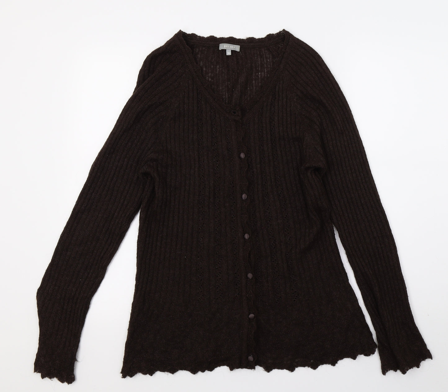 Per Una Womens Brown  Knit Cardigan Jumper Size 16