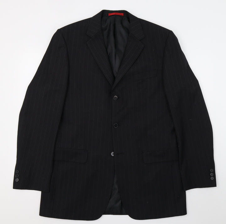Burton Mens Black Striped  Jacket Suit Jacket Size L