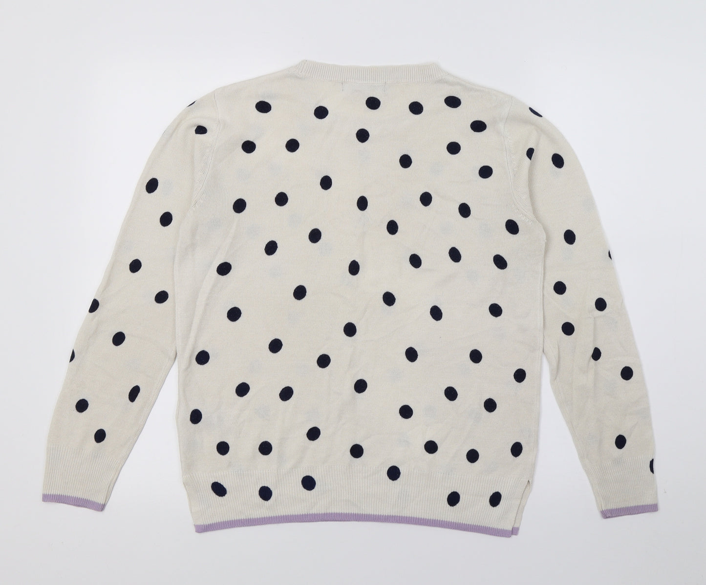 Marks and Spencer Womens White Polka Dot Knit Pullover Jumper Size 10