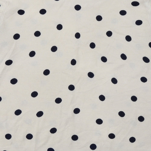 Marks and Spencer Womens White Polka Dot Knit Pullover Jumper Size 10