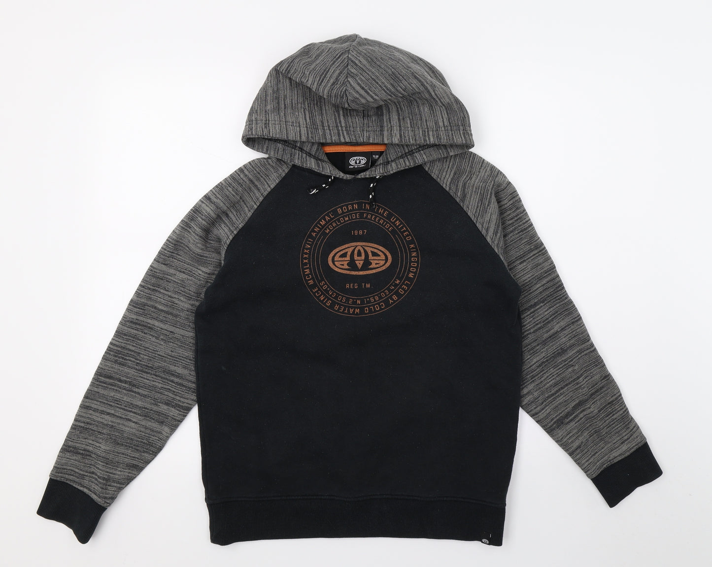 Animal Boys Black  Jersey Pullover Hoodie Size 11-12 Years