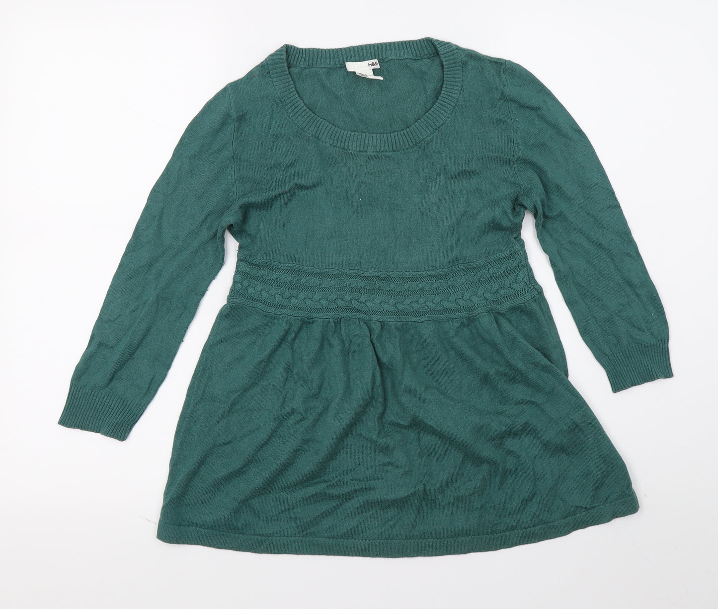 H&M Womens Green  Knit Basic T-Shirt Size XS